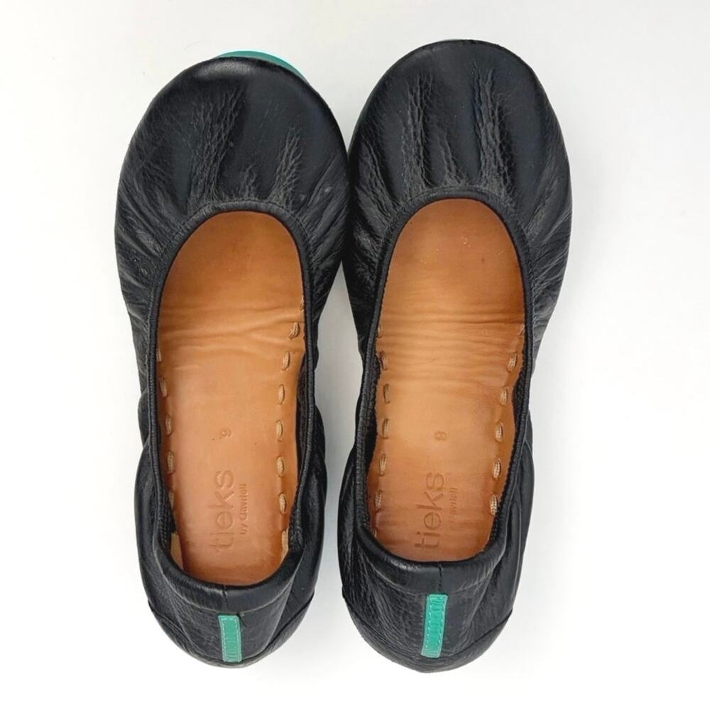 Tieks by Gavrieli Matte Black Foldable Ballet Flats Leather Size 9